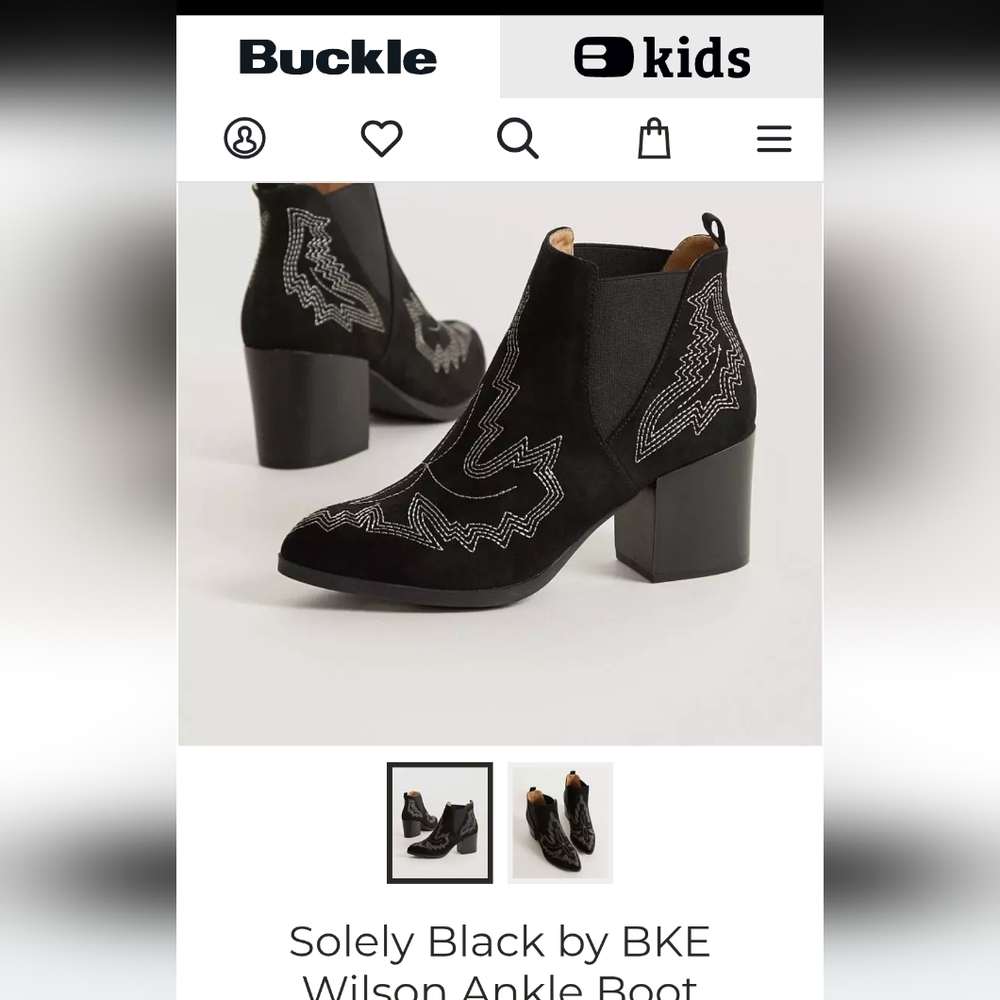 Buckle Black Buckle Western-Style Ankle Booties